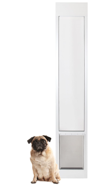 PetSafe Sliding Glass Pet Door - No-Cut DIY Install Doggy Door for Renters - Aluminum Frame - Adjustable Height 75 7/8" to 81" - Ideal for Large Dogs Up to 100 lb - White