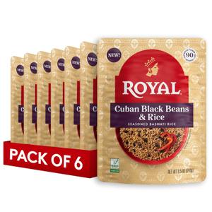 Royal Cuban Black Beans & Basmati Rice - Ready to Heat Rice - 8.5 oz Microwavable Pouch (Pack of 6) Rice Best By 03/12/2027