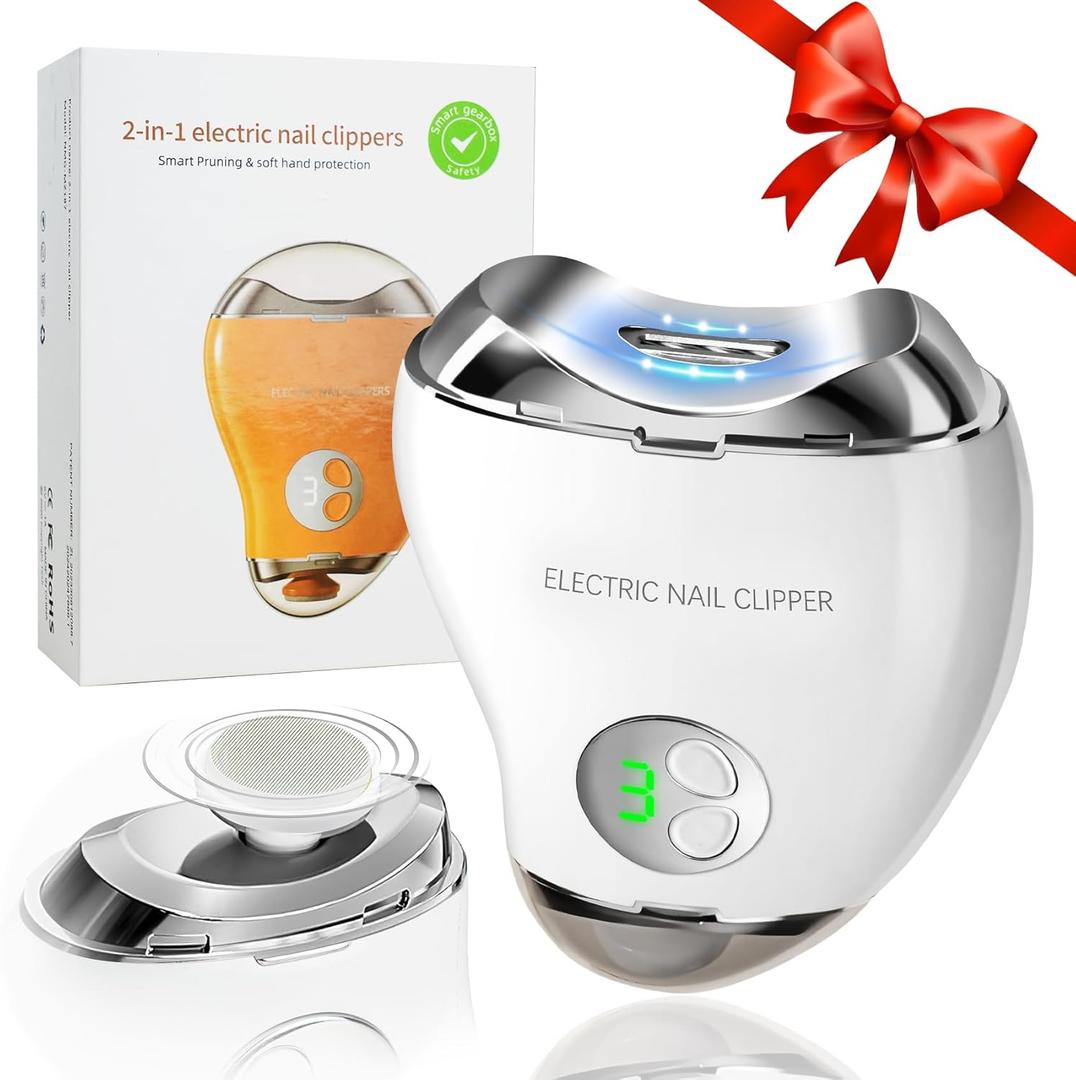 Electric Nail Clippers for Seniors and Adult, Electric Nail Trimmer Adult with 3 Speeds Led Light