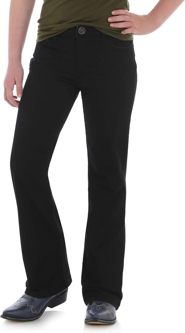 Wrangler Girls' Stretch Boot Cut Jean, Black, 8