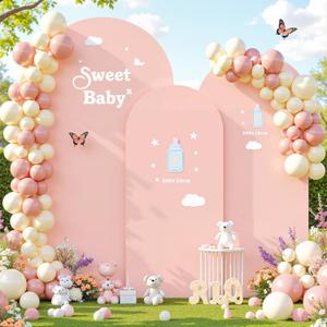 Dusty Rose Arch Cover 3 Set - 6.6FT, 7.2FT, 8FT Dusty Pink Arch Backdrop Cover Spandex Baby Shower Arch Stand Covers for Girls Birthday Party Wedding Bridal Shower Banquet Photo Background Decorations