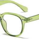 NIDOVIX Retro Round Blue Light Blocking Glasses for Men Women, Vintage Frame Non-prescription Computer Reading Eyeglasses (01 Light Green)