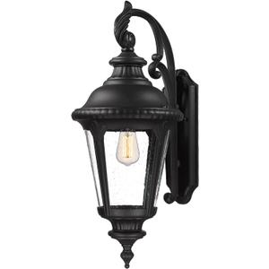 zeyu Large Outdoor Wall Light Fixtures, 28 Inch Modern Farmhouse Outdoor Wall Lantern Sconce for House, Die-Cast Aluminum with Seeded Glass, Black Finish, ZX54B BK