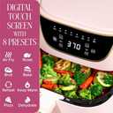Paris Hilton Air Fryer, Large 6-Quart Capacity, Nonstick Made without PFAS, Touchscreen Display, 8-in-1 (Air Fry, Roast, Broil, Bake, Reheat, Keep Warm, Pizza, Dehydrate), Dishwasher Safe, Purple