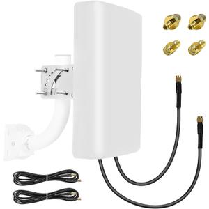 Maswell 4G 5G Directional 2X2 MIMO Antenna Outdoor, High Gain 10dBi, 700-3800MHz Cellular Signal Enhancer with 10km Range, SMA-Male LMR240 Equivalent Cables & TS9/RP-SMA