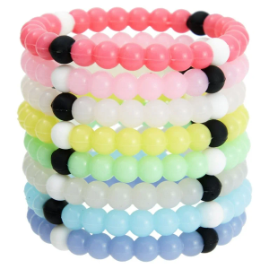 Zodaca 8 Beaded Bracelets for Girls, Silicone Bracelet Pack for Kids, Cute Bead Bracelets