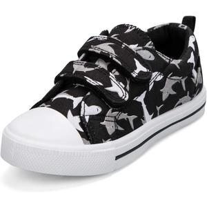 K KomForme Toddler Boys & Girls Shoes Kids Canvas Sneakers with Cartoon Dual Hook and Loops, 8 Toddler