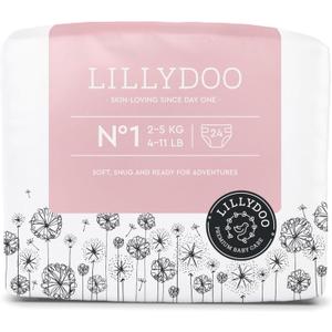 LILLYDOO  Hypoallergenic Baby Diapers, Size 1 (25 kg), 24 pieces, Ultra Soft and Absorbent, Fragrance Free and Lotion for Sensitive Skin, Dermatologically Tested