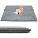 ACOMOPACK 1.3" Thick Baby Play Mat for Floor 59x71-Large Water-Repellent&Non-Slip Memory Foam Mat for Kids,Toddlers,Soft Velvet Nursery Rug for Tummy Time&Crawling,Yoga,Tatami Style(Grey)