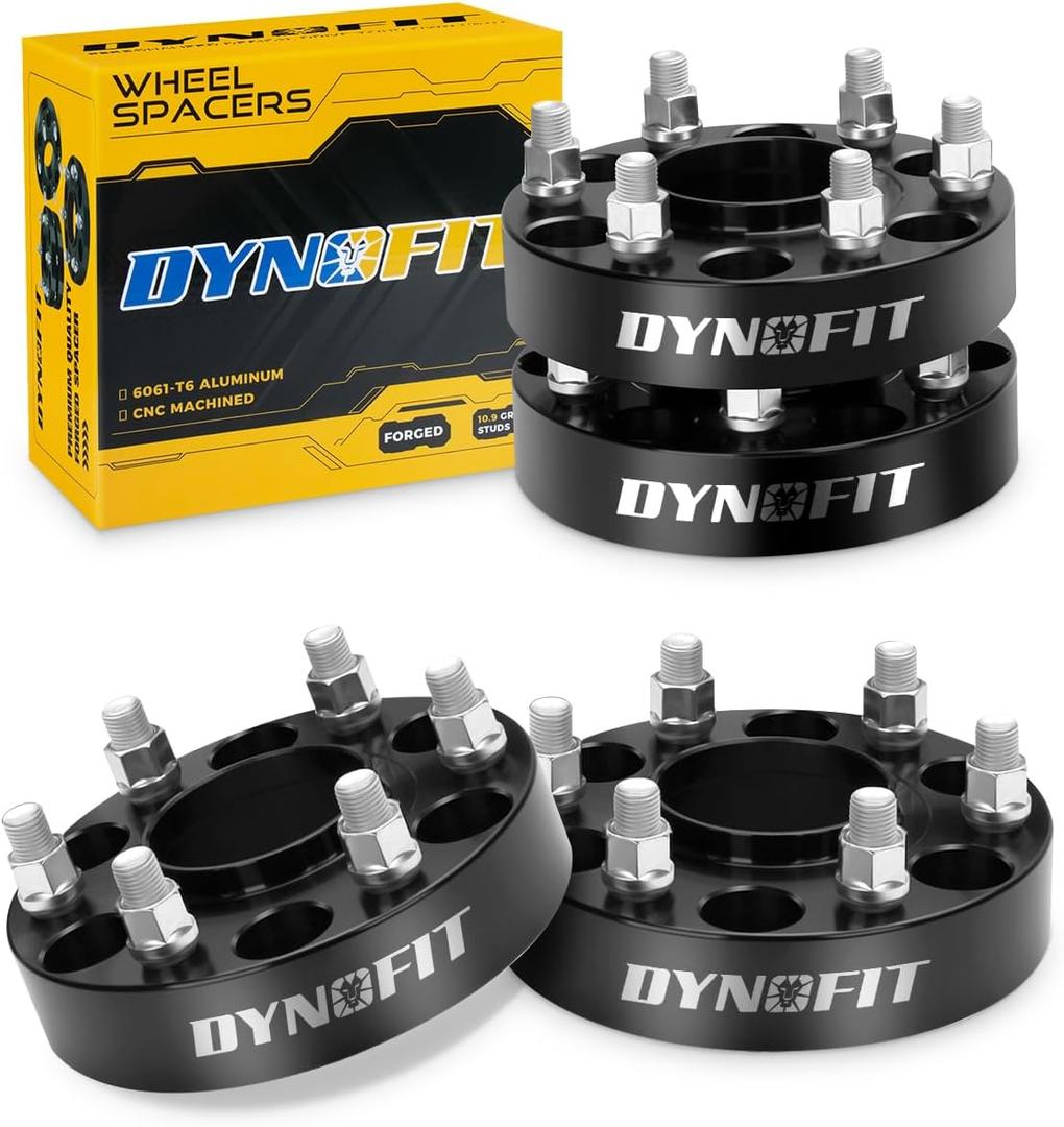 Dynofit 6x5.5 to 6x5.5 Wheel Spacers 1.5", Heavy Duty 6x139.7 Forged Hub-Centric Spacers Compatible with 2019-2026 Ram 1500 and 2021-2026 Jeep Grand Wagoneer, 77.8mm Bore with M14x1.5 Studs  4Pcs Set
