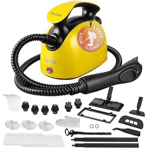 Steam Cleaner, Steam Cleaner For Home, Handheld Steamer For Cleaning With 21 Accessories, 248 °F High Temperature, Suitable for Grout, Floor. Sofas, Upholstery, Mop Replacement Pads (Yellow)