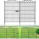12 Panel Garden Fence with Gate - 36in H x 24.1 ft L, No Dig Rustproof Metal Tall Animal Barrier for Dogs Rabbits, Decorative Outdoor Border for Yard, Patio, and Flower Beds