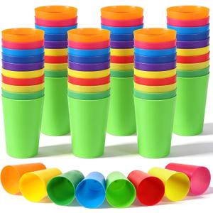 120PCS 5.5 oz Reusable Plastic Cups, Colorful Unbreakable Drinking Cups, Stackable Hard Plastic Tumblers for Party Events School Supply, Rainbow Juice Water Cup Dishwasher Safe(10 Colors)