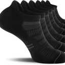 CS CELERSPORT 6 Pack Men's Running Ankle Socks with Cushion, Low Cut Athletic Sport Tab Socks (Large, Black)