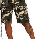 Camo Cargo Shorts for Women Trendy Casual High Waist Camouflage Army Fatigue Cargo Short Joggers Pants with Pockets and Vintage Mens Brittalia Pants Color Blue XXL