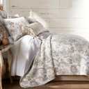 Levtex Home - Ophelia Quilt Set - King Quilt and Two King Shams - Floral - Taupe Grey Cream Blush - Quilt (106x92in.) and Shams (20x36in.) - Reversible - Rayon/Cotton