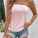 ZAFUL Women Satin Strapless Tube Tops Side Split Sleeveless Backless Bandeau Top Going Out Bustier Tops Silk Tank Top (Pink, M)