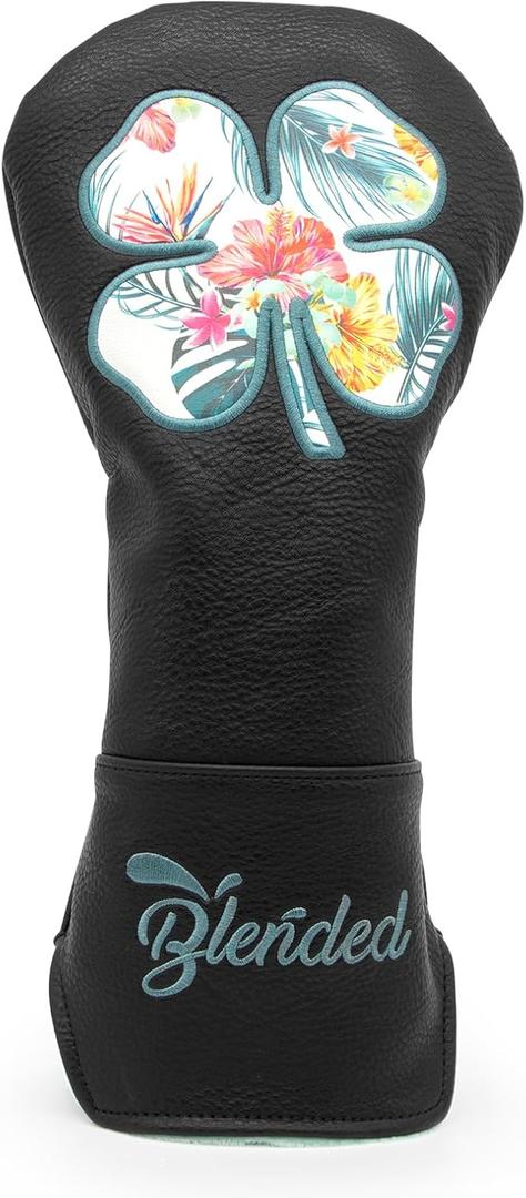 Golf Club Covers Black Lucky Clover Golf Head Covers Driver Covers Fariway Wood Headcover Hybrid Covers Leather Golf Headcover with Number Tag for All Brand