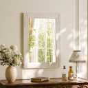 Rectangular Wall Mirror 36" x 24", Solid Wood Frame Bathroom Mirror, White