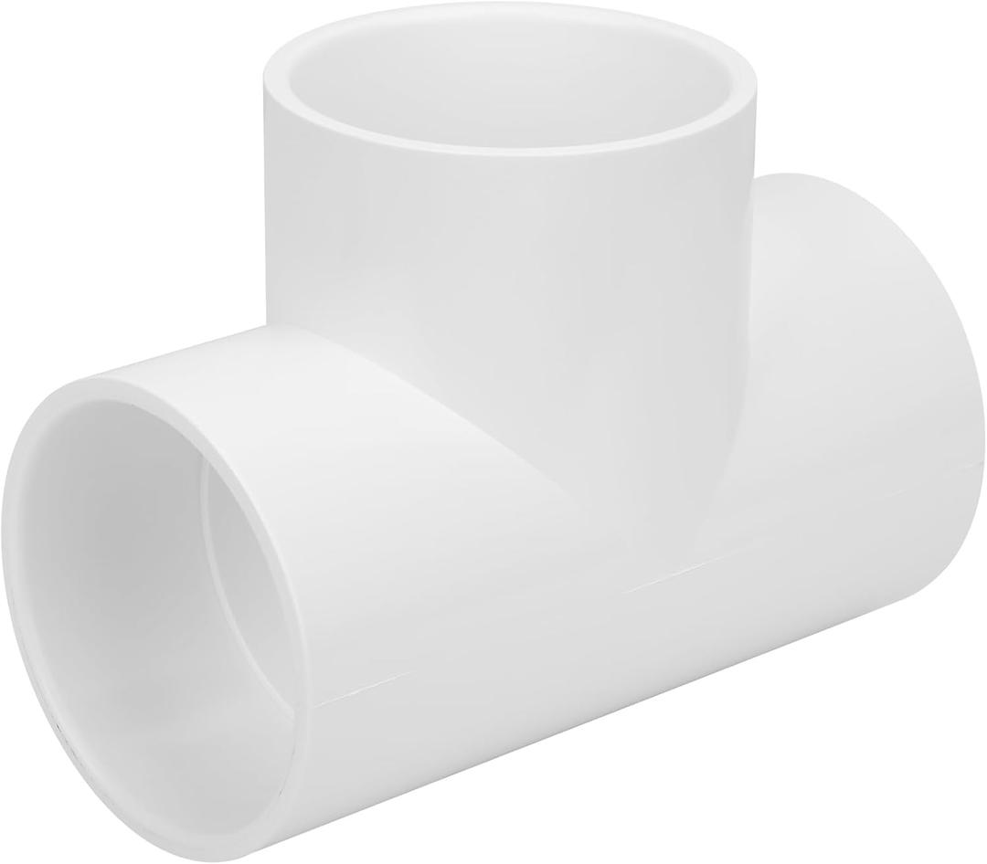 3 Way 3" PVC Tee Pipe Fittings Adapter (Socket x Socket x Socket) Furniture Grade SCH40 3 Inch PVC Elbow Pipe Connector for DIY PVC Shelf Garden Support Structure Storage Frame