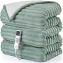 Hansleep Heated Blanket Electric Blanket Twin, Heating Blanket with 9 Heating Levels and 10-Hour Timer Auto Shut Off, Washable Soft Warm Winter Blanket, 62 x 84 Inches, Green