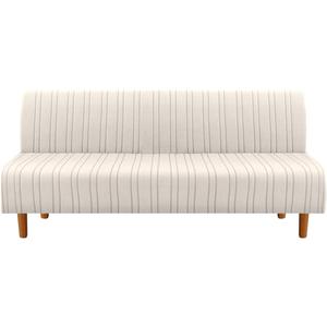 H.VERSAILTEX Stretch Futon Slipcover Armless Sofa Cover Furniture Protector Without Armrests Slipcover Soft with Elastic Bottom for Kids, Spandex Jacquard Modern Stripe Design, Ivory