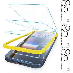 Fotbor [3+3 Pack for iPhone 17 Pro Screen Protector, Anti-Blue Light, [Eye Protection] 9H+ Tempered Glass with Camera Lens Protector