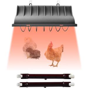 JUSONEY Chicken Coop Heater for Chicks,Brooder Heater with 2pcs Heat Lamp(250W and 175W),Adjustable Temp & Height Chicken Brooder Box Supplies for Chicken Livestock Dogs Sheep Pets