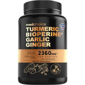 4-in-1 Turmeric Joint Support Supplements with Garlic and BioPerine - 2360 mg High Potency Herbal Blend for Mobility, Everyday Flexibility, Digestive Comfort, and Active Aging Support (120ct)