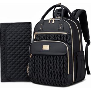 Diaper Bag Backpack,Stylish Baby Diaper Bag,Waterproof Travel Diaper Backpacks Baby Bags with Changing Pad,Stroller Straps,Insulated Pockets (Black)