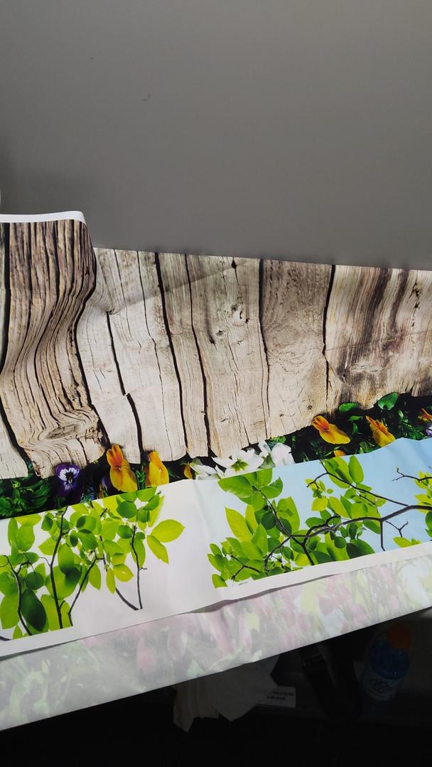 EOA 7(W) x5(H) FT Wooden Plank Lights Rustic Park Backdrop Green Plants Garden Picnic Leisure Photography Background - Great for Birthday, Studio, Booth, Party, Events, Portrait Use Props