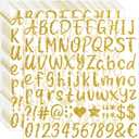 648pcs Letter Stickers - 8 Sheets Alphabet Stickers, 1 Inch Vinyl, Glitter, Self-Adhesive, Waterproof ABC, Number, Graduation Cap, Water Bottles, Scrapbook Crafts (8, Gold)