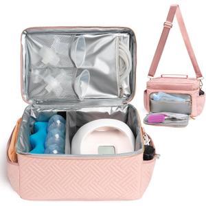 Breast Pump Bag Compatible with Spectra S1 S2 Gold Breast pump Carrying Case for Work Travel Elite Mom Breastmilk Pumping Essentials Tote Bag with Cooler & Strap