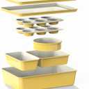 Larder & Vine 8-Piece Stackable Bakeware Set, Ceramic-Coated Nonstick Baking Pan Set, Non-Toxic, with Baking Sheets, Muffin Pan, Loaf Pan & Cake Pans, Limoncello