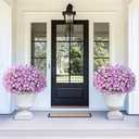 2 x Yastouay Artificial Flowers for Outdoors, 12 Bundles Fake Outdoor Flowers, UV Resistant Artificial Petunias Fake Flowers, Mixed Purple Red Realistic Fake Plants for Porch Patio Garden Decor