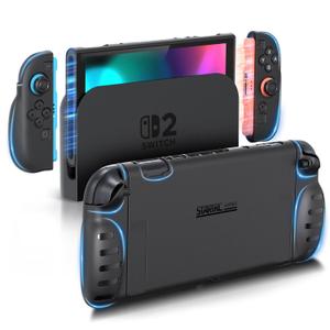 STARTRC GAMES Hard Protecitve Case for Nintendo Switch 2, TPU Split and Ergonomic Grip Cover for JoyCon, Dockable Anti-Scratch Hard Back Shell, Matte Black