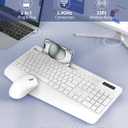 Wireless Keyboard and Mouse Combo - Full-Sized Ergonomic Keyboard with Wrist Rest, Phone Holder, Sleep Mode, Silent 2.4GHz Cordless Keyboard Mouse Set for PC, Laptop - Trueque (Pure White, 1 Pack)
