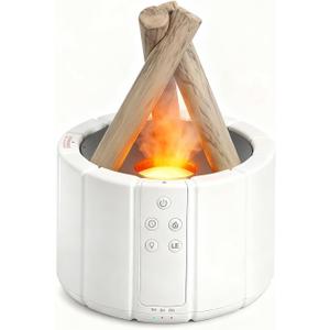 Campfire Flame Diffuser for Essential Oils, 250ml Ultrasonic Cool Mist Aromatherapy Humidifier with Remote Control, 7-Color LED Lights, Timer & Auto-Off for Home, Office & Bedroom (White)