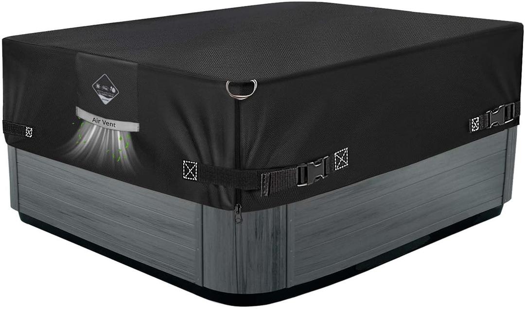 1000N Tearing Strength Hot Tub Cover Protector 85 x 67 inch fits 84 x (60-66) or 83 x 63 or 82 x 64 inch Rectangle SPA, Hot Tub Covers Replacement-Black