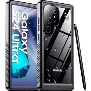 Temdan Designed for Samsung Galaxy S24 Ultra Case,Waterproof Built-in Lens & Screen Protector [Full Body Shockproof][Military Drop Proof][IP68 Underwater] Phone Case for S24 Ultra 5G-Purple (2024)