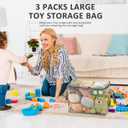 3 Packs Plush Toy Storage Organizer, Clear PVC Toy Storage Bags with Zipper & Handles for Board Games, Puzzles, Building Blocks, Books