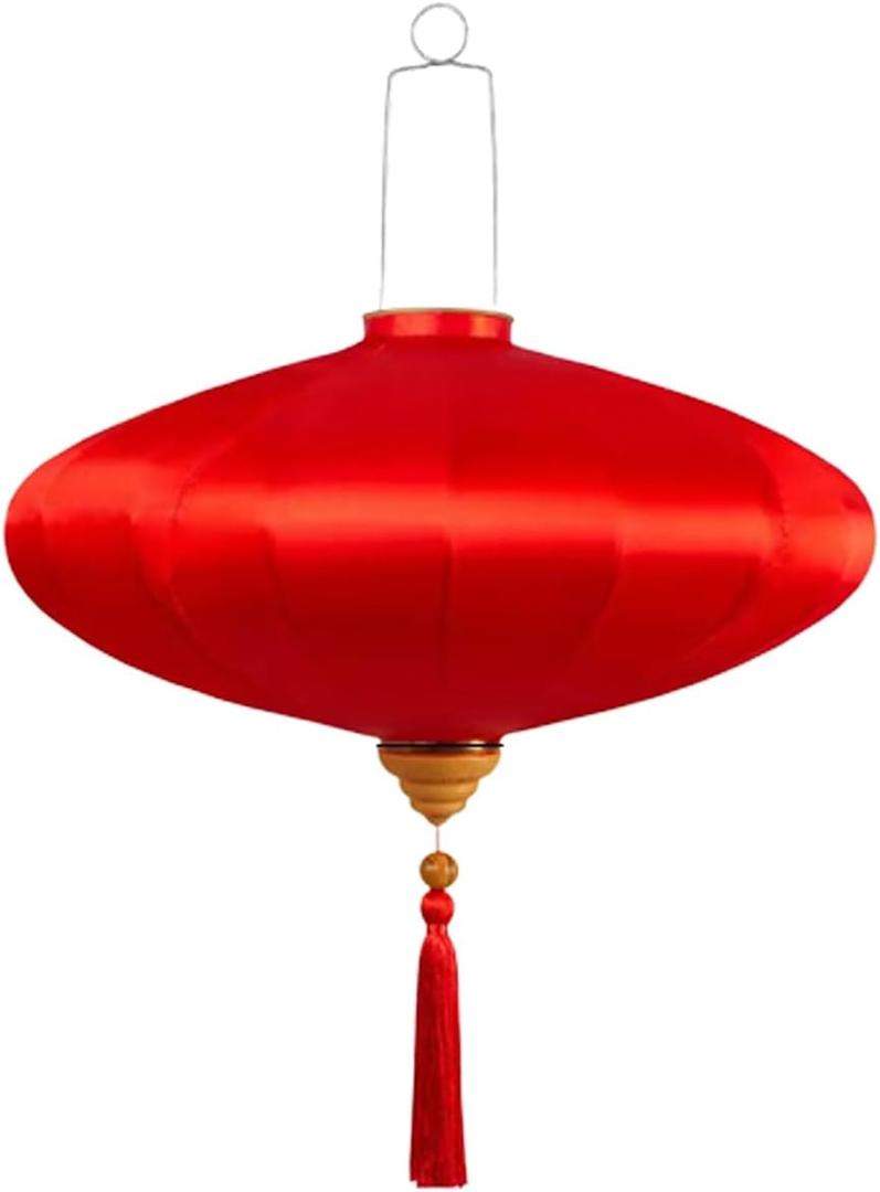 2 Pack Chinese Lanterns Large 16-inch Diameter Silk Lantern Hanging Lantern Lights Lamps Outdoor Patio Ceiling Decor Floral Lamp (Red)