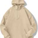 2 x PLEPAN Quarter Zip Hoodies for Men Oversized Pullover Loose Fit Sweatshirt with Kangaroo Pocket (S)