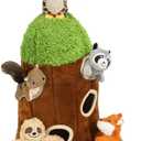 okegztoa Hide and Seek Dog Puzzle Puppy Toys, Interactive Squeaky Plush, Stuffed Toys for Dogs (Sheep, Panda, Forest Animals) (Tree Hole Mix Large)