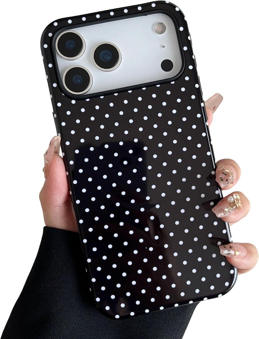 ZTOFERA Magnetic Case for iPhone 17 Pro Max, Compatible with Magsafe, Polka Dot Aesthetic Phone Case Cute for Girl Women, Hard PC+Soft TPU Protective Phone Cover for iPhone 17 Pro Max-Black