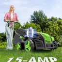 SWIPESMITH 16" Artificial Grass Sweeper, 1800W Artificial Turf Vacuum | 1800W Lawn Sweeper Yard Power Brush with 55L Removable Leaf Collection Bag, Quick-Fold Design for Yard Lawn Cleaning