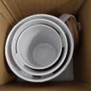 JOJUNO White Ceramic Canister Set with Wooden Lids  3-Piece Airtight Food Storage Jars for Kitchen, Embossed Design, Small/Medium/Large Sizes (30/48/82 oz)  Flour, Sugar, Coffee, Tea Containers