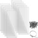 10 Pcs Pet Cage Liner 15.7'' x 6'', Cage Urine Guard Side Lining Clear Sheet with 50 Pcs Stainless Steel Zip Ties, Anti-Urine Side Lining Sheet for Rabbit Guinea Pig Hamster Ferret Chinchilla