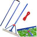 Weed Cutter ,24" Heavy Duty Pond Weed Killer , Aquatic Pond Plant Cutting Tool,11 Foot Three Sections Aluminium Handle ,Lake rake with Sharp Stainless Steel Blades Shear Cattail, Reed, Algae & Weeds