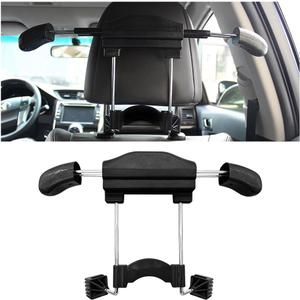 Multifunctional Retractable Automotive Headrest Back Seat Coat Hanger Hook Organizer Holder for Clothes, Suits, Jackets, Shirts, Universal for SUV, Truck, RV (Black)